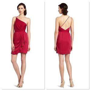BCBGeneration One Shoulder Strappy Draped Formal Cocktail Dress Red Berry 12 NWT